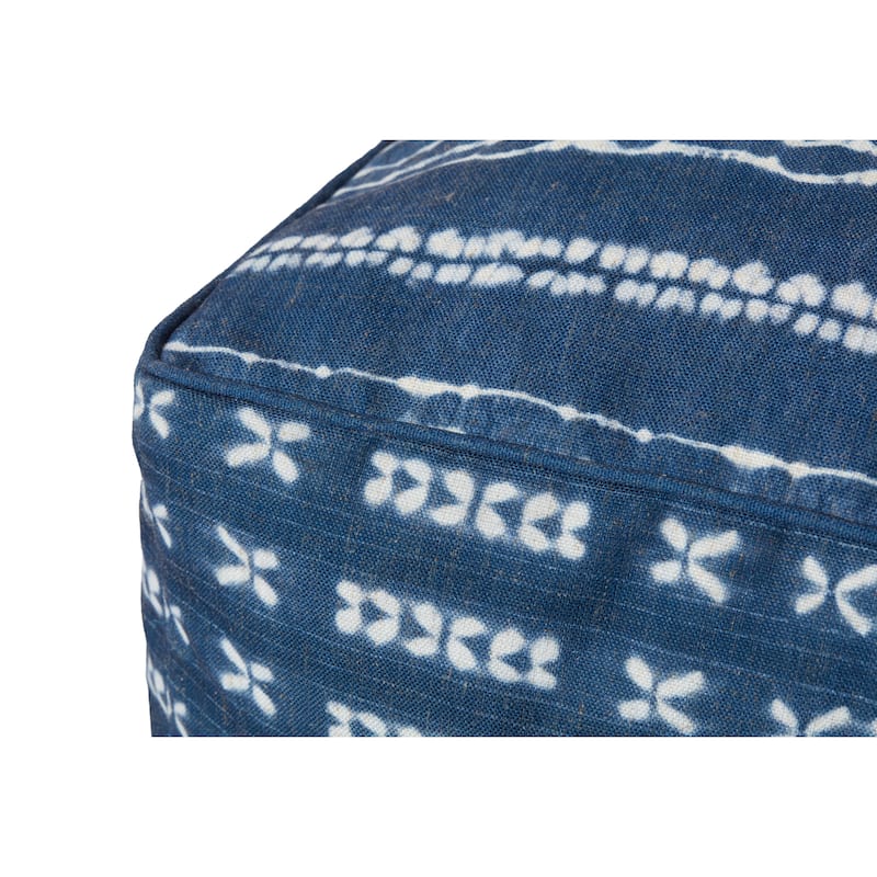 Alexander Home Indigo Coastal Linen Pouf