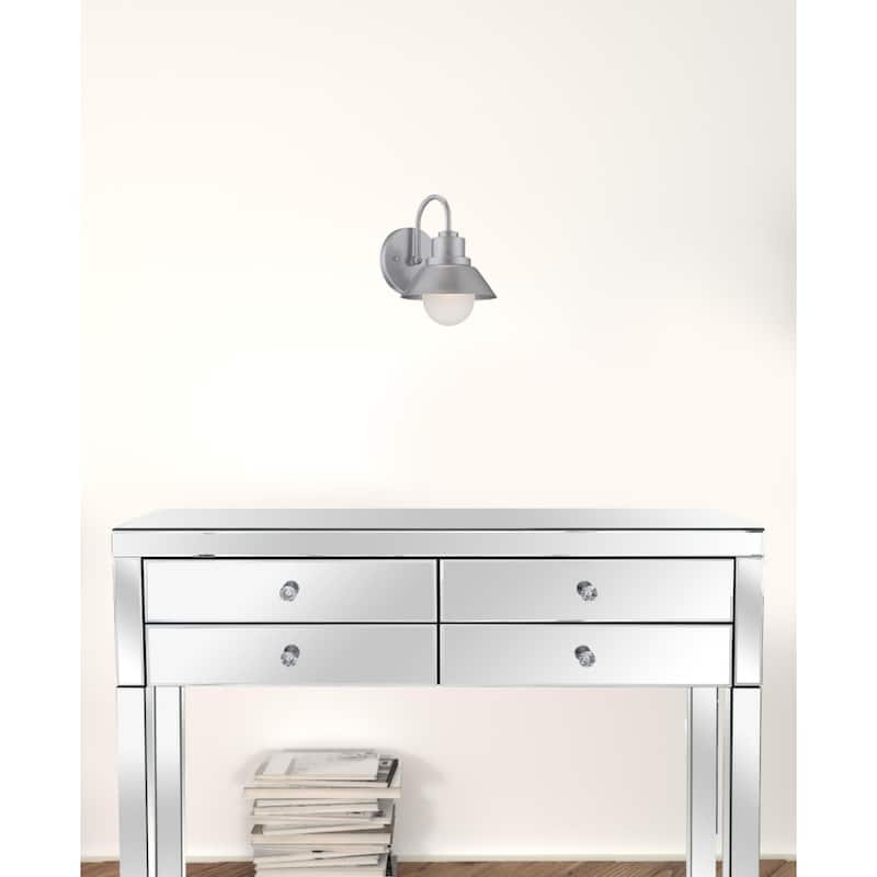 Steel Outdoor Wall Light with Frosted Glass Hardwired LED - 7.5” x 6” x 9” (D x W x H)