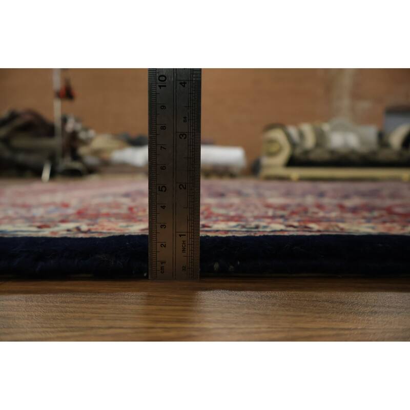 Hand Knotted Oriental 100% Wool Carpet Traditional Traditional Navy Blue & Blues Sarouk Area Rug - 14' 5'' X 10' 4''