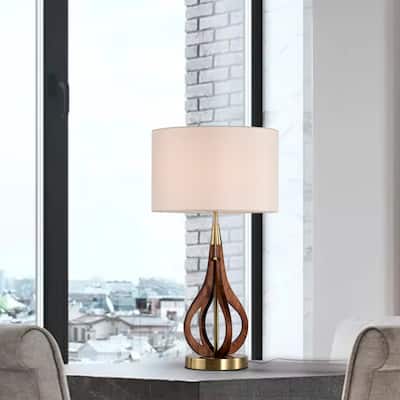 Linen Shade 6 Inch Brass Base Finish Pull Chain Table Lamp