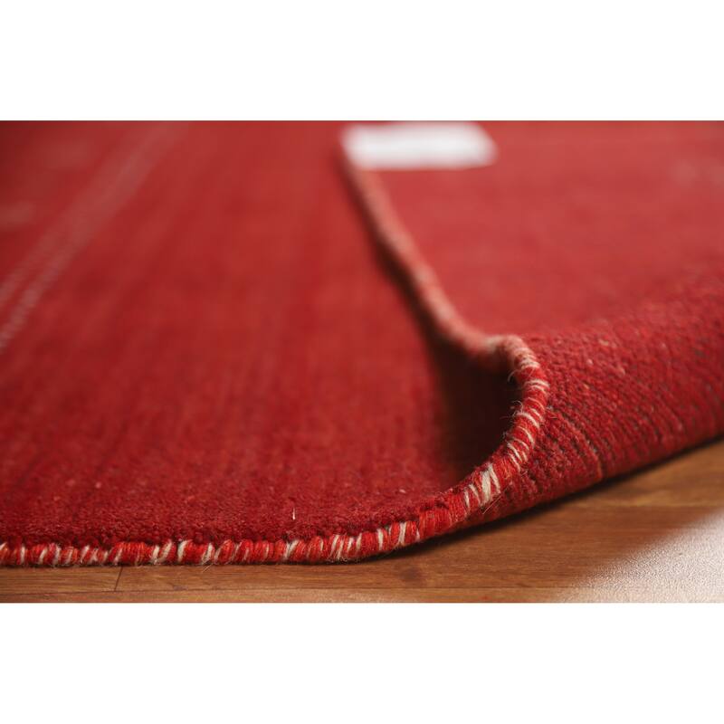 Hand Knotted Oriental 100% Wool Carpet Tribal Tribal Red Gabbeh Area Rug - 9' 9'' X 6' 8''