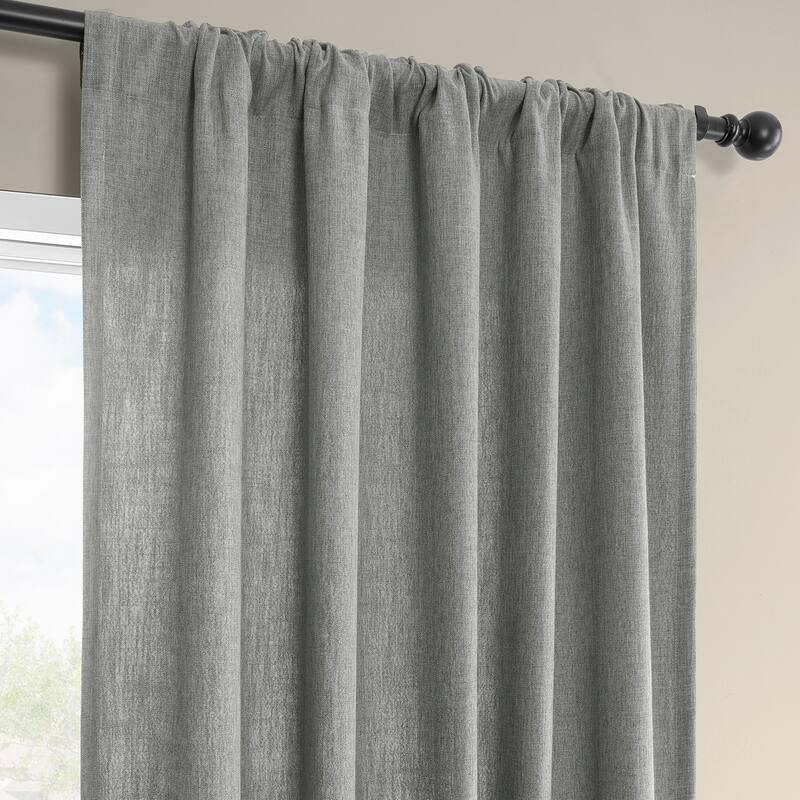 Exclusive Fabrics Basic Faux Linen Curtain Pair - 2 Panels - Light Filtering Window Curtains