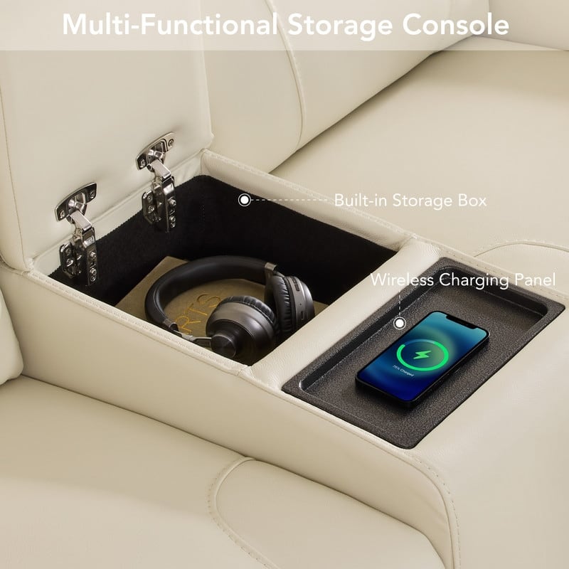 Spruce & Spring Leo Power Wall Hugger Reclining Sofa with Multi-Function Console