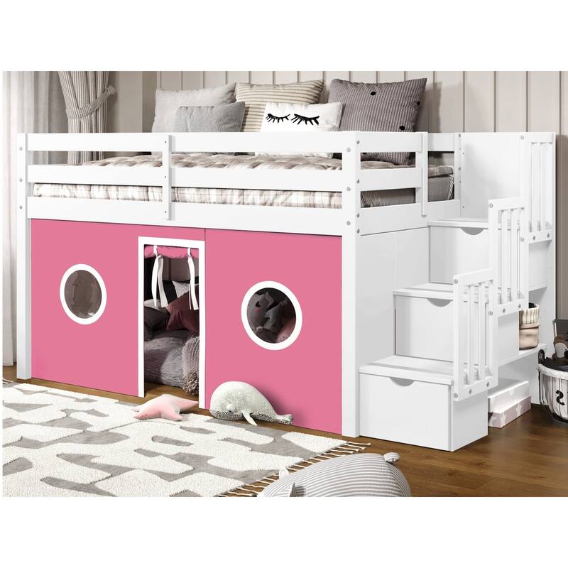 Taylor & Olive Trillium Low Loft Twin Bed with 3 Step-Stairway