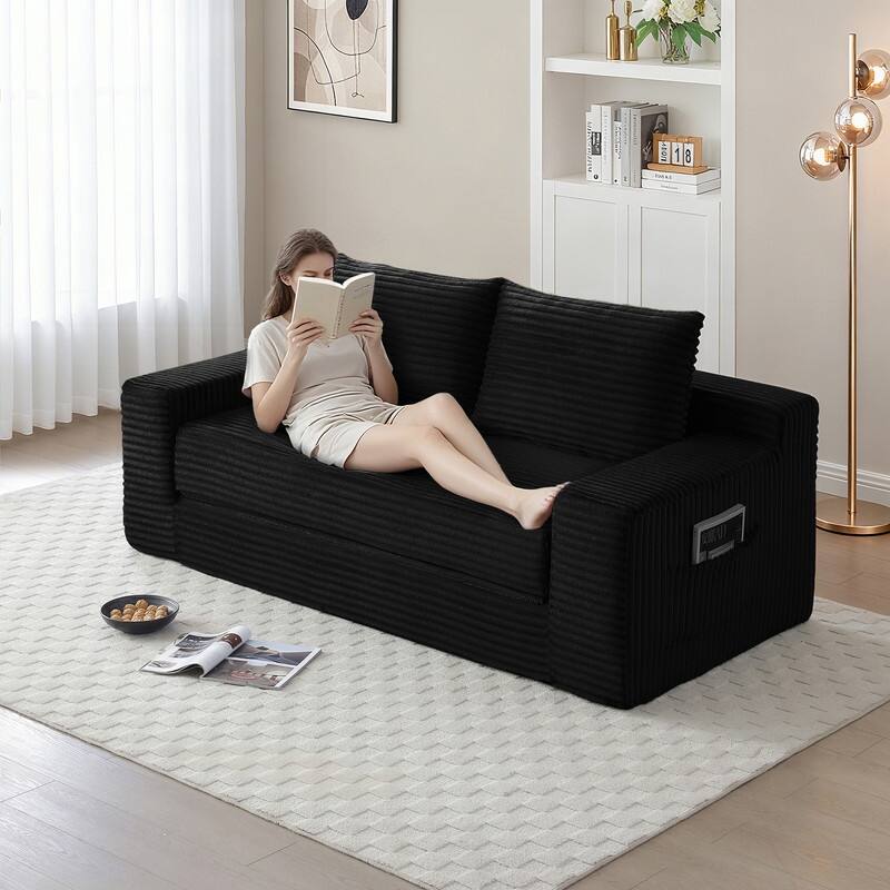 Memory Foam Cloud Loveseat Sofa Bed - 2-in-1 Compressed Foldable Sleeper with Storage, No Assembly Needed
