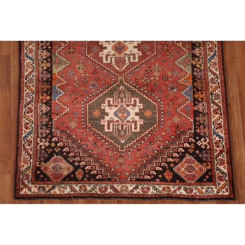 Hand Knotted Oriental 100% Wool Carpet Traditional Tribal Red Abadeh Area Rug - 5' 0'' X 3' 7''