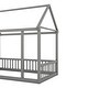 preview thumbnail 26 of 52, House Floor Bed with House Roof Frame and Safety Guardrails, Twin/Full Size Wooden Floor Montessori Bed House Bed for Kids