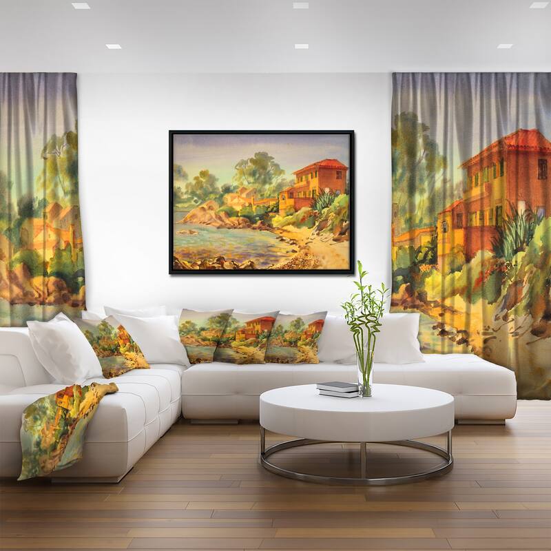 Designart "French Riviera" Landscape Art Print Framed Canvas