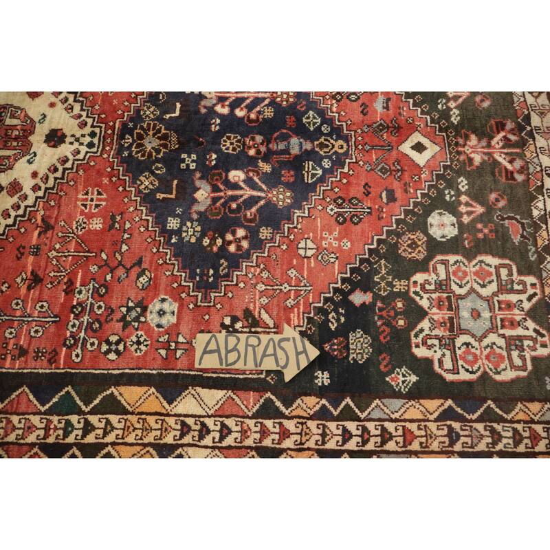 Hand Knotted Oriental 100% Wool Carpet Traditional Tribal Red Shiraz Area Rug - 7' 6'' X 4' 1''