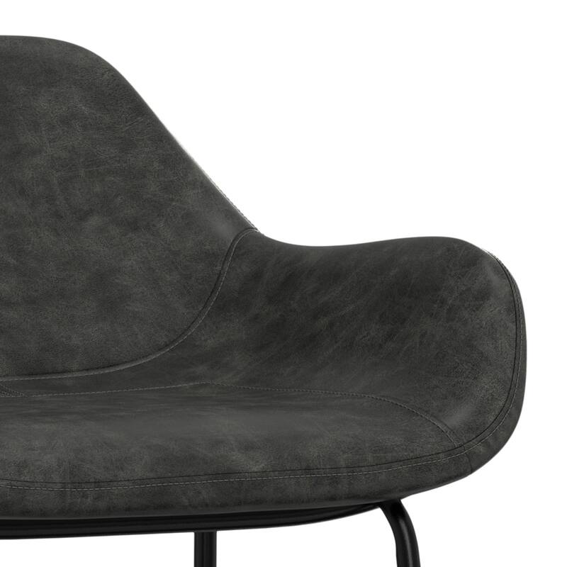WYNDENHALL Zaniyah Contemporary Bar Stool in Distressed Vegan Faux Leather - 20.3" D x 18.5" W x 40" H