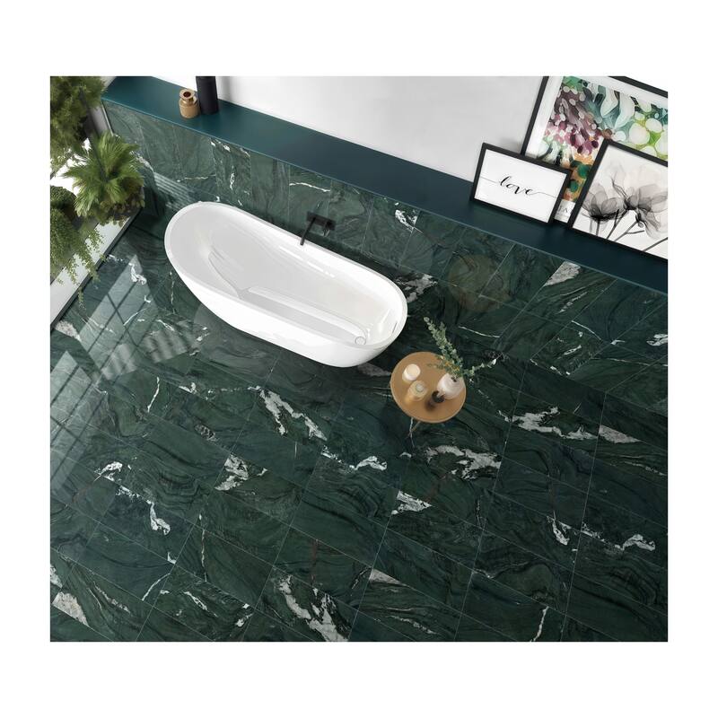 12*24 green natural marble, natural stone, genuine marble, real marble, for wall and floor, polished marble tile, 1 box 4 pcs