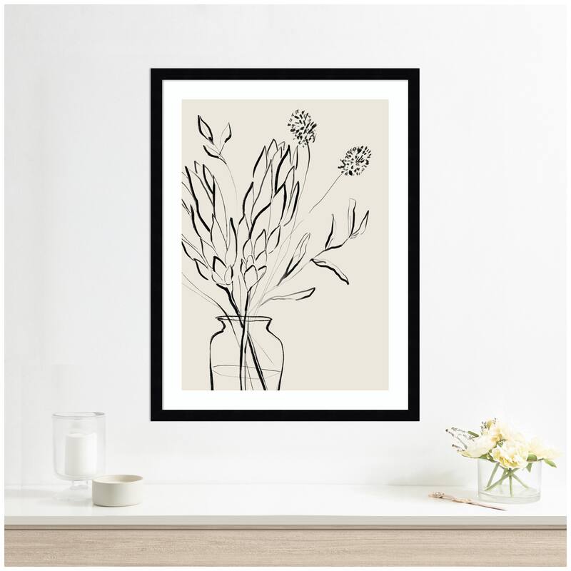 Kate and Laurel SB Protea Sketch No. 2 by Sara Berrenson Framed Wall Art Print