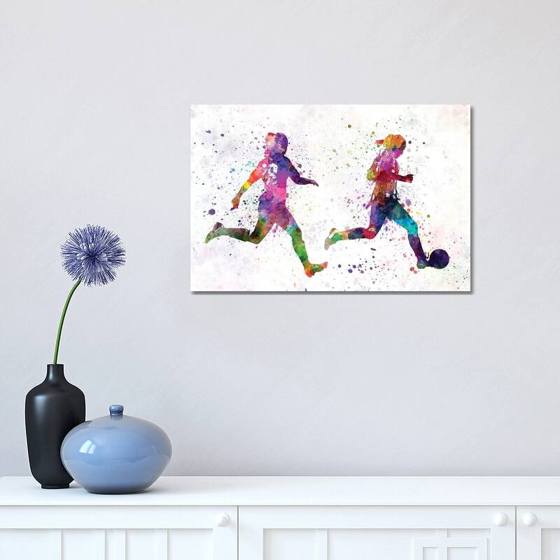 iCanvas "Girl Playing Soccer Silhouette III" by Paul Rommer Canvas Print - 12x18x1.5