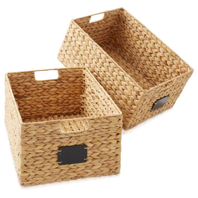 Water Hyacinth Pantry Storage Basket Organizer Bins