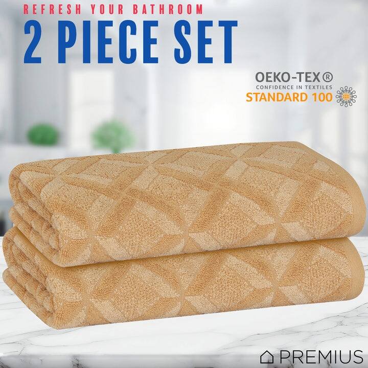 PREMIUS 2 Pack Geo 100% Cotton Yarn Dyed Bath Sheet, 32x64 Inches - 32x64 Inches