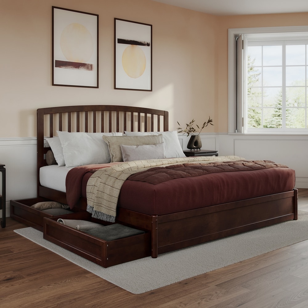 Lucia Platform Bed with Panel Footboard and Storage Drawers