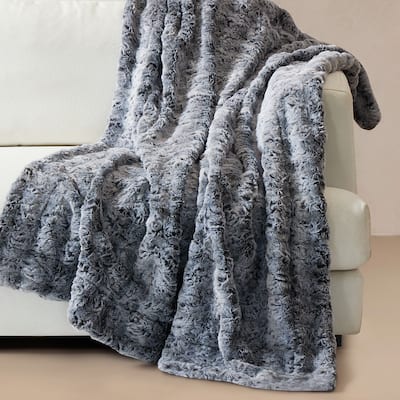 Variegated Warm Plush FauxFur Throw Cozy and Furry Blankets for Sofa