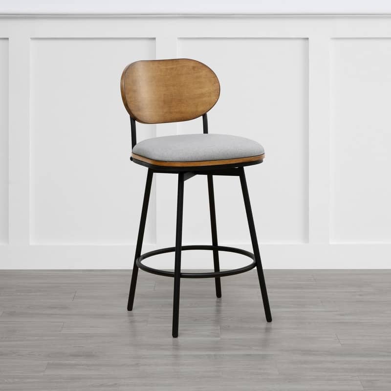 Spruce & Spring Megan Swivel Counter Bar Stool with Metal Legs