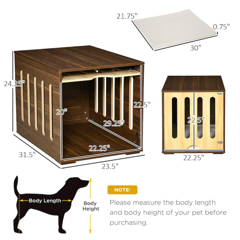 Indoor Use Dog House Dog Crate End Table with Removable Door Panel Dog Crate Bed with Foam Cushion Safety Lock