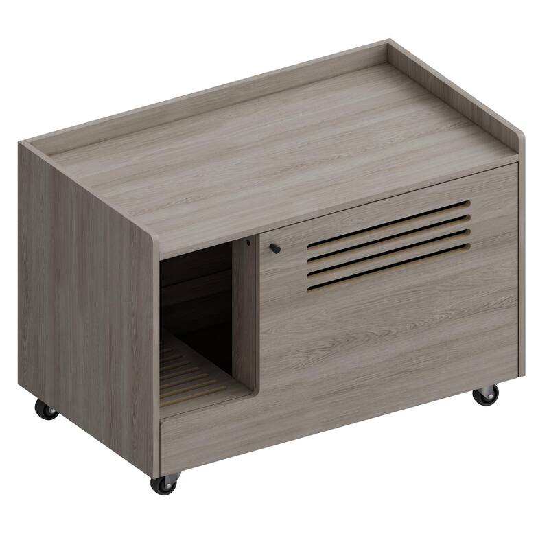 Cat Litter Box Enclosure,Hidden Litter Box Furniture with Top Side Fence,Wooden Pet House Side End Table