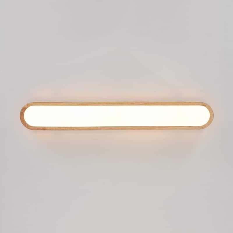 Modern Cottage Dimmable LED Oval Oak Wood Flush Mount Light - 37.4 Inches