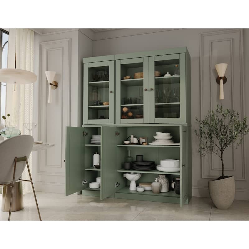 Palace Imports 100% Solid Wood 48.5" China Pantry Cabinet with Solid or Clear Glass Doors and Adjustable Shelves - 48.5" x 71.5"
