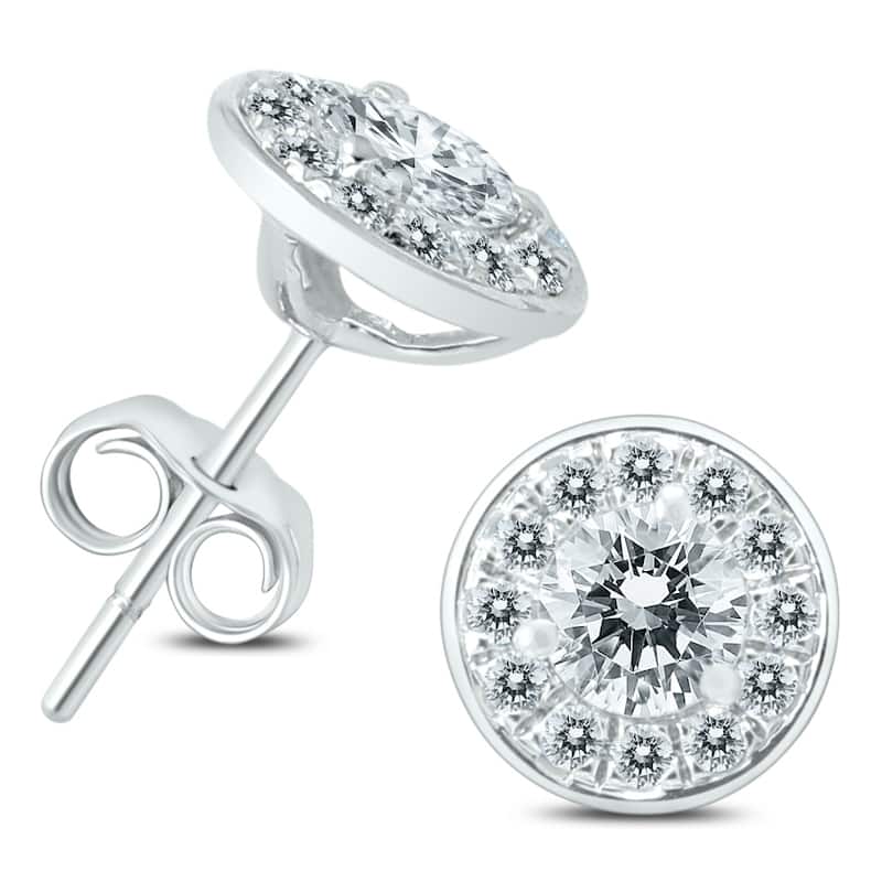 Marquee 3/4 Carat TW Diamond Halo Earrings in 14K White Gold