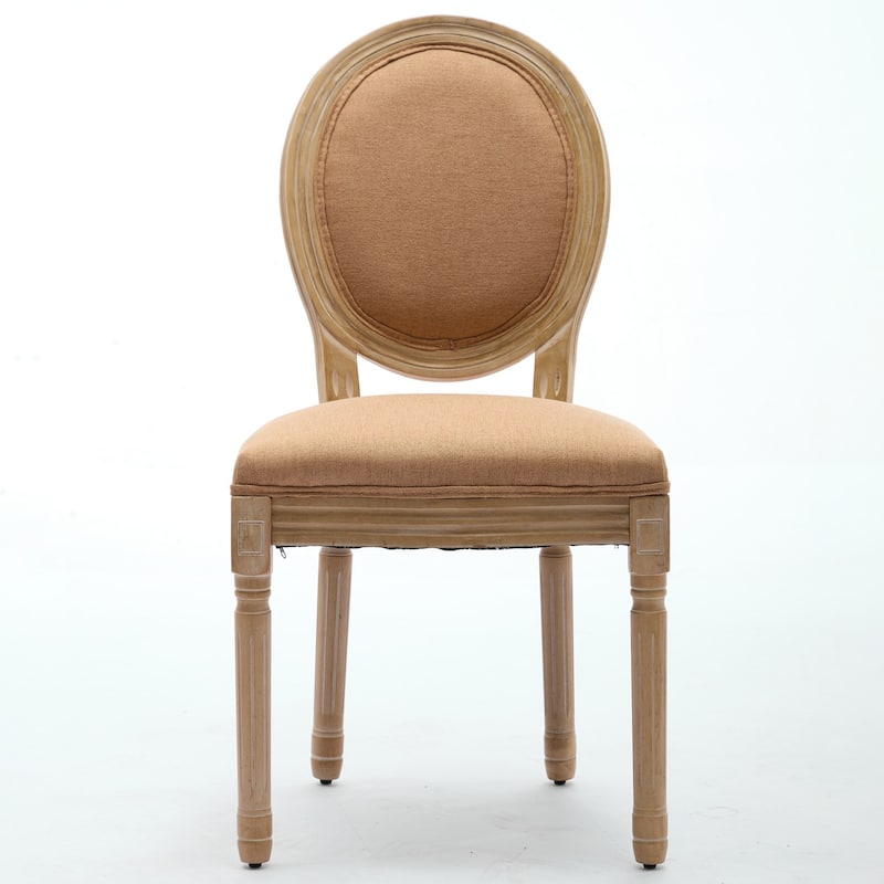 French Style Solid Wood Frame Antique Painting Linen Fabric Back Dining Chair,Set of 2,SW1845OL,Olive Green
