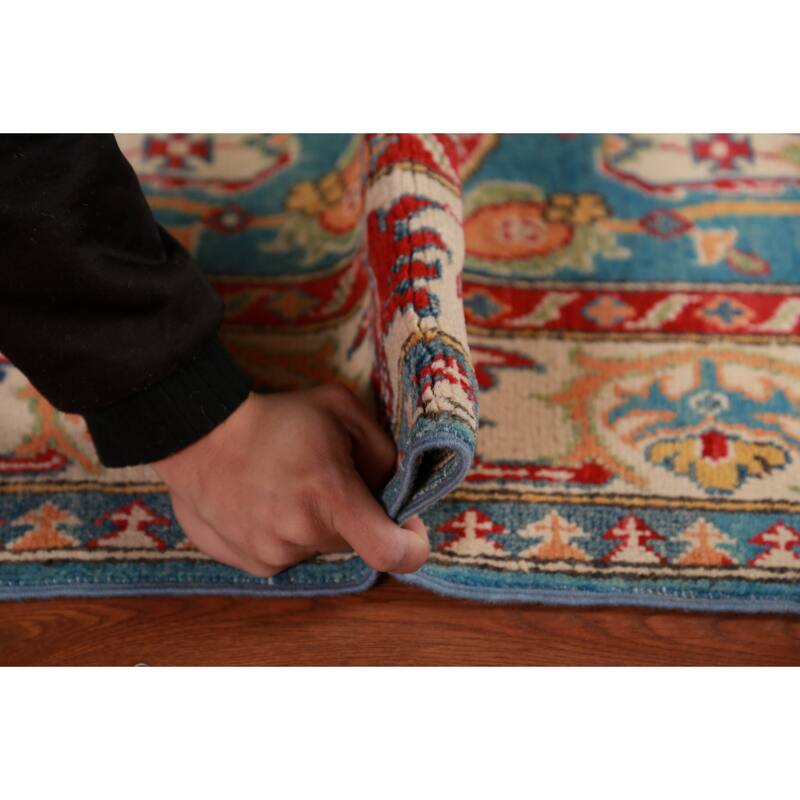 Blue Kazak Foyer Rug Hand-Knotted Wool Carpet - 2'8"x 4'2"