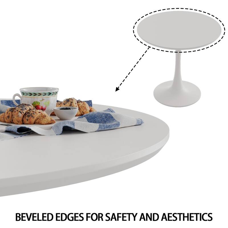 Modern 3-Piece Dining Set with Round Table & 2 High Back C-shaped Tube Chairs