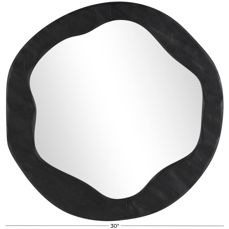 Velvet Wavy Room Wall Mirror - Black - Roche River Decor