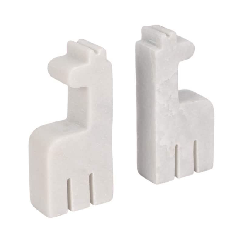 Sagebrook Home Set of 2 7" Marble White Giraffe Bookends - 3" x 2" x 7"