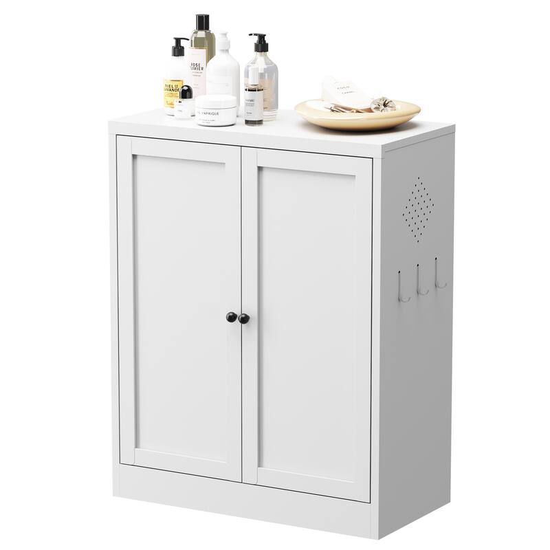 34.6" White Metal Pantry Cabinet with Adjustable Shelves - Freestanding Kitchen Storage Organizer with Easy-Grip Handles
