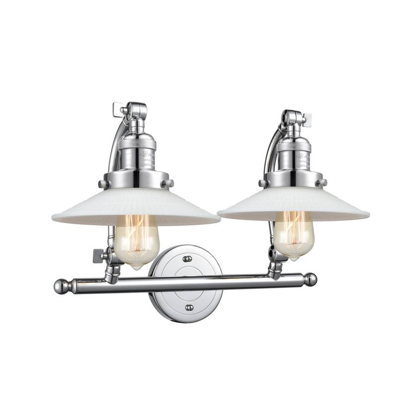Innovations Lighting Halophane 2 Light 18" Wide Bathroom Vanity Light - Polished Chrome / Matte White