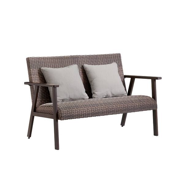 Shop Black Friday Deals On Ove Decors Jennings I 4 Piece Aluminum Frame Dark Brown Wicker Chat Set On Sale Overstock 30827839
