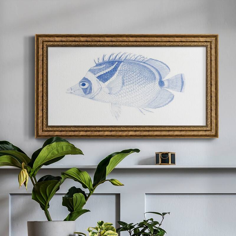 Blue & White Tropical Fish IV Premium Framed Canvas- Ready to Hang