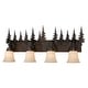 preview thumbnail 7 of 9, Yosemite 4-Light 33 in. W Burnished Bronze Rustic Cabin Bathroom Vanity Lighting Fixture, Amber Flake Glass Shade, Tree Motif