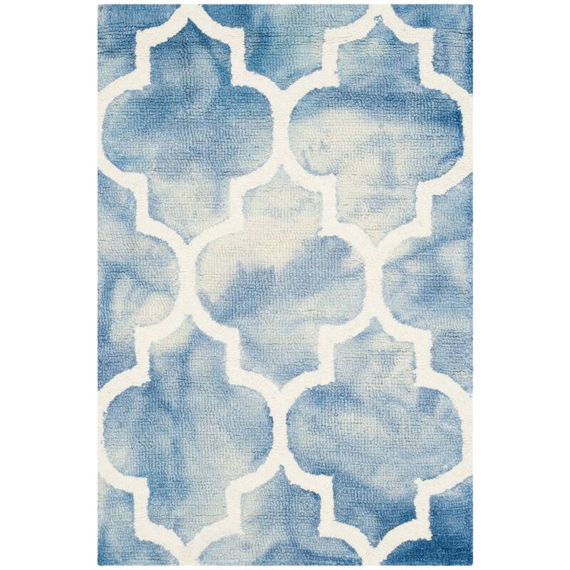 SAFAVIEH Dip Dye Anasthasie Hand-tufted Wool Geometric Area Rug - 2' x 3' - Blue/Ivory