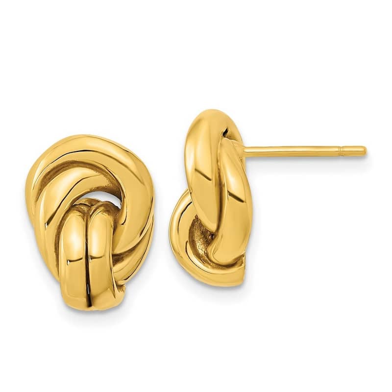 Curata 14k Yellow Gold Polished Unusual Love Knot Post Earrings 15.4x10.6mm