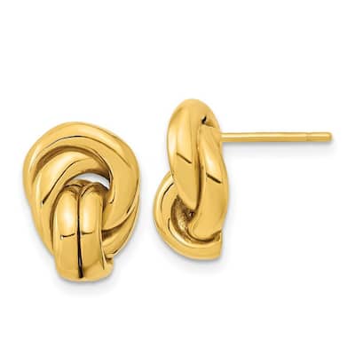 Curata 14k Yellow Gold Polished Unusual Love Knot Post Earrings 15.4x10.6mm