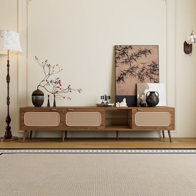 78" Entertainment Center for 75-85 Inch TVs - Spacious Media Console with Open Shelving, Perfect for Living Rooms & Bedrooms‌