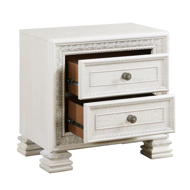 Nightstand of 2x Drawers Wooden Bedroom Furniture 1pc