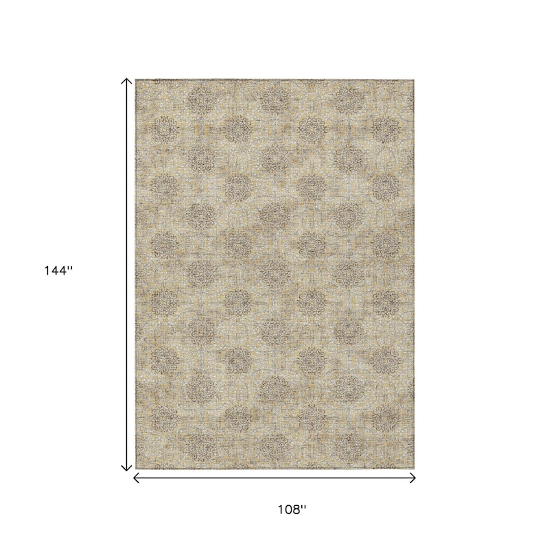 HomeRoots Damask Transitional Rectangle Outdoor Rug