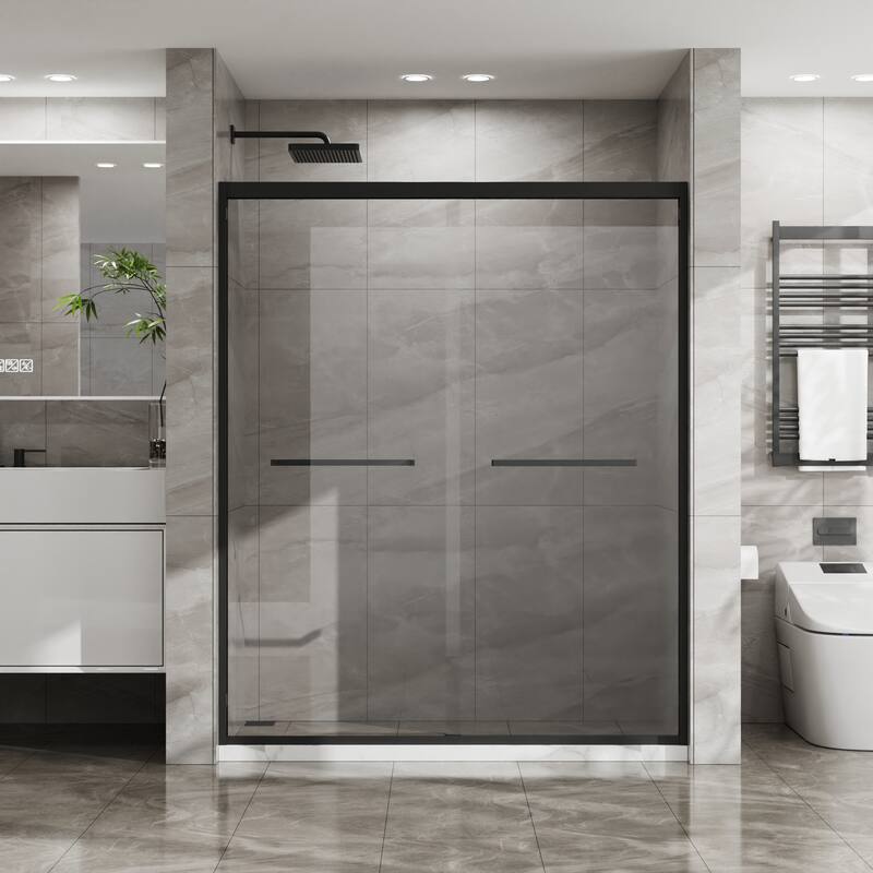 60"W x 72"H Double Sliding Shower Door, Alum Frame Tempered Glass - 60 in. W x 72 in. H - 60 in. W x 72 in. H