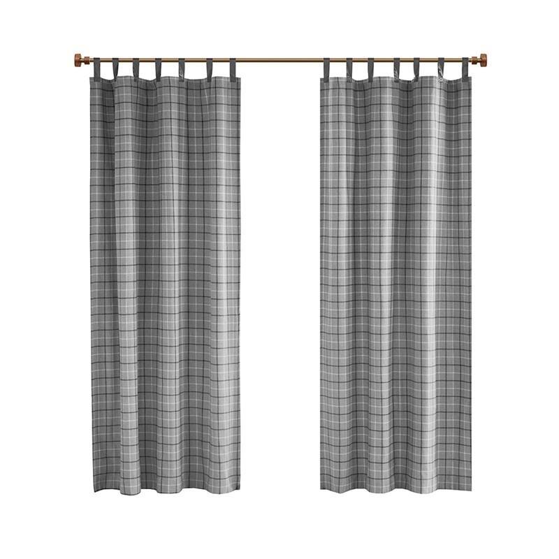 Plaid Rod Pocket and Back Tab Curtain Panel with Fleece Lining