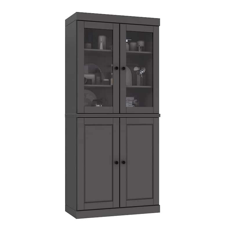 Palace Imports 100% Solid Wood Pantry Cabinet with Frosted, Clear Glass or Solid Doors and Adjustable Shelves