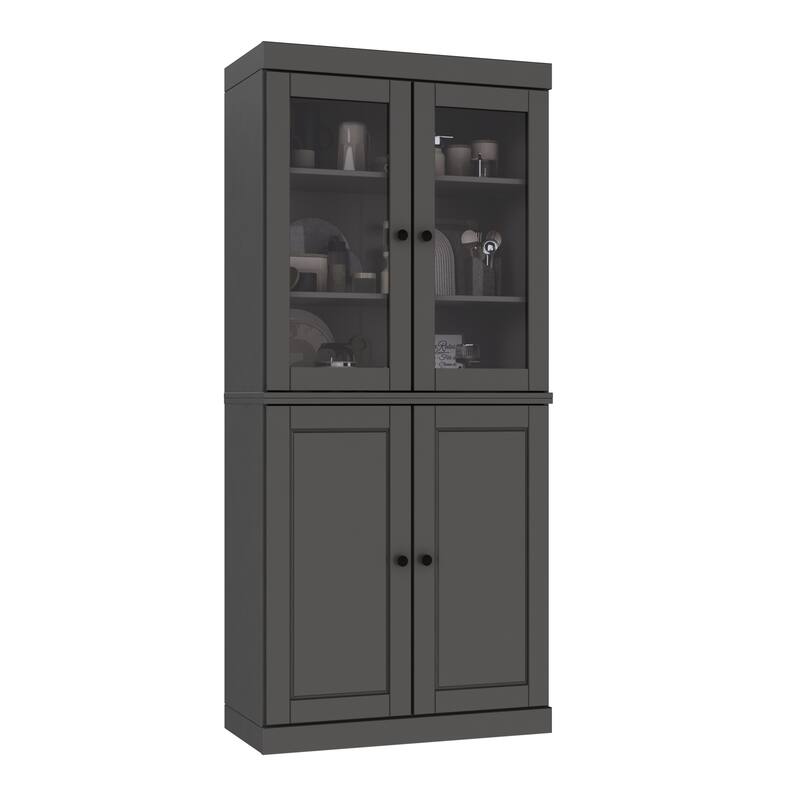 Palace Imports 100% Solid Wood Pantry Cabinet, Raised Panel & Clear Glass Doors, Adjustable Shelves, 32" Wide, 71.5" Tall