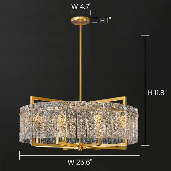 25.6 in. Gold Modern Crystal Chandelier Glam Dimmable Pendant Light With Clear Glass for Living Dining Room
