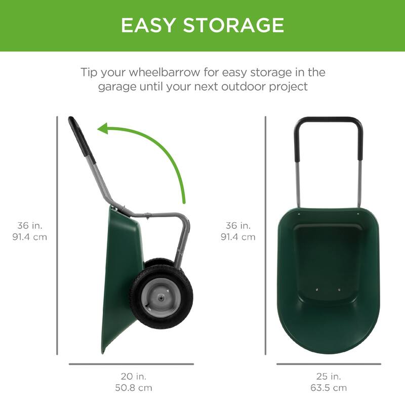 DualWheel Home Wheelbarrow Yard Garden Cart for Lawn Bed Bath