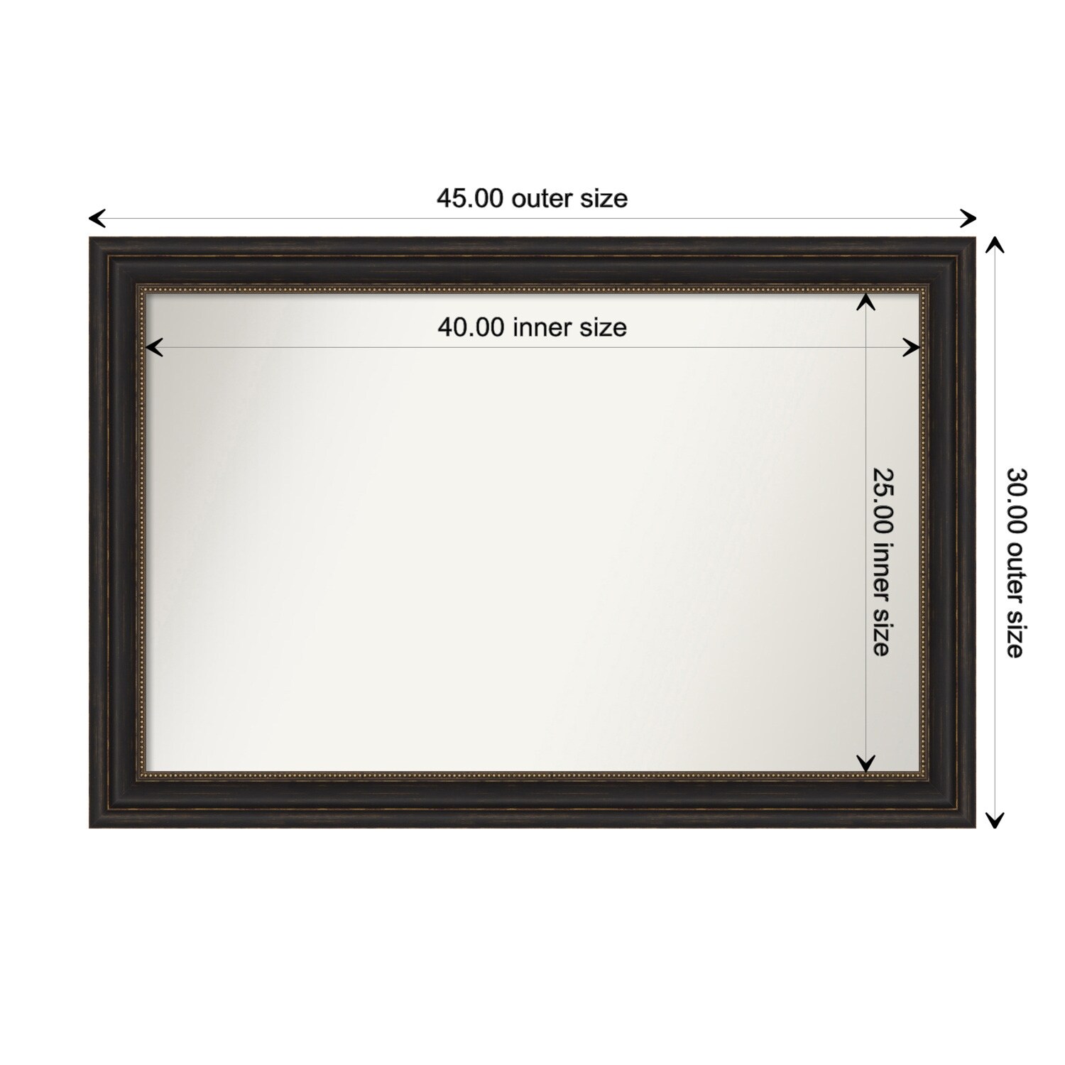 Accent Bronze Framed Non-Beveled Custom Wall Mirror, Bathroom Vanity Mirror